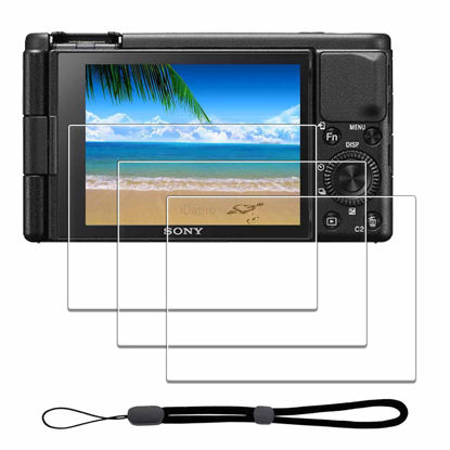 Picture of Screen Protector for Sony ZV-1 ZV1 & Hand Lanyard [3+1 Pack] ，iDaPro Tempered Glass Easy Installation