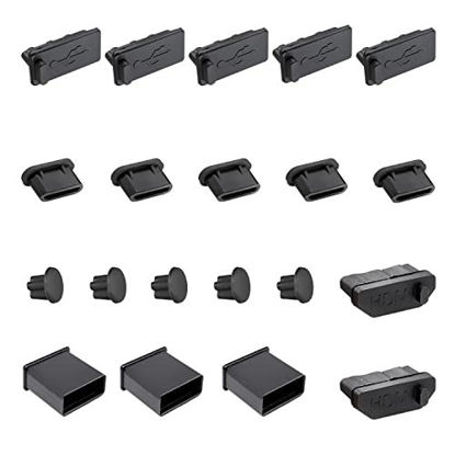 Picture of USB Port Caps, Silicone Anti Dust Cover Laptop Port Protection Stopper for USB Type-C, Headphone Port, HDMI Total 20pcs