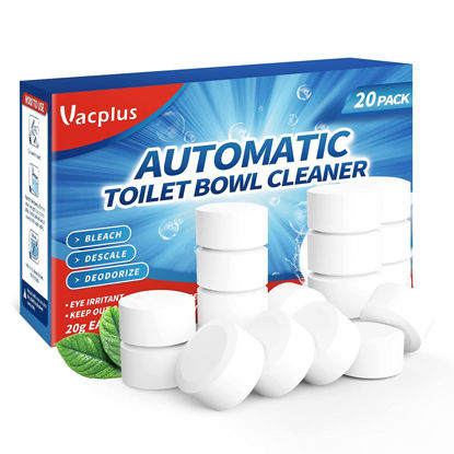 Picture of Vacplus Toilet Bowl Cleaner Tablets - 20 PACK, Automatic Toilet Bowl Cleaners with Bleach, Slow-Releasing Toilet Tank Cleaners for Deodorizing & Descaling, Household Toilet Cleaners against Tough Stains