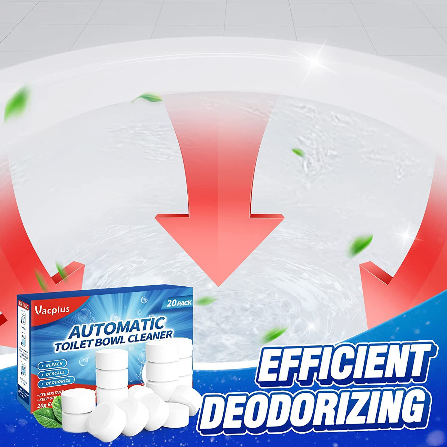 GetUSCart Vacplus Toilet Bowl Cleaner Tablets 20 PACK, Automatic