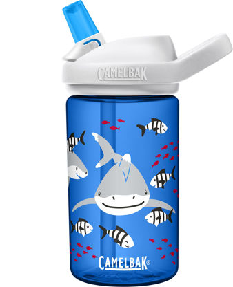 Picture of CamelBak eddy+ 14oz Kids Water Bottle with Tritan Renew - Straw Top, Leak-Proof When Closed, Friendly Sharks