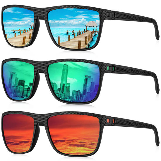 GetUSCart- KALIYADI Polarized Sunglasses Men, Lightweight Mens Sunglasses  Polarized UV Protection Driving Fishing Golf (Ice Blue/Green/Red