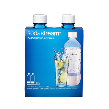 Picture of SodaStream Carbonating Bottle, 1 liter, White (Pack of 2)