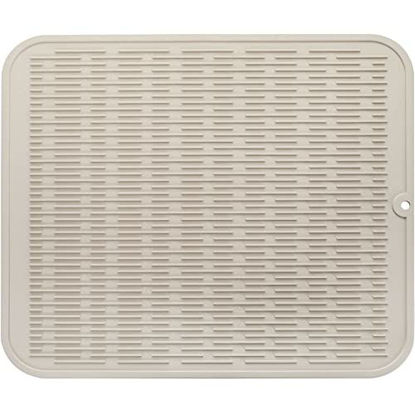 Picture of MicoYang Silicone Dish Drying Mat for Multiple Usage,Easy clean,Eco-friendly,Heat-resistant Silicone Mat for Kitchen Counter or Sink,Refrigerator or Drawer Liner Tapioca XXL 24 inches x 18 inches