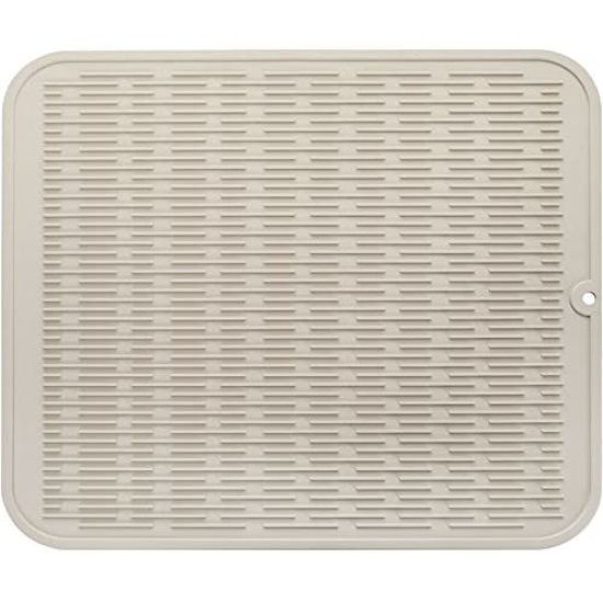 Picture of MicoYang Silicone Dish Drying Mat for Multiple Usage,Easy clean,Eco-friendly,Heat-resistant Silicone Mat for Kitchen Counter or Sink,Refrigerator or Drawer Liner Tapioca XXL 24 inches x 18 inches
