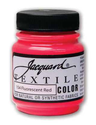 Picture of Jacquard Fabric Paint for Clothes - 2.25 Oz Textile Color - Fluorescent Red - Leaves Fabric Soft - Permanent and Colorfast - Professional Quality Paints Made in USA - Holds up Exceptionally Well to Washing