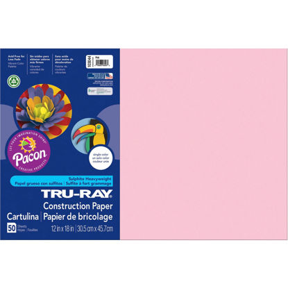 Picture of Pacon Tru-Ray Construction Paper, 12-Inches by 18-Inches, 50-Count, Pink (103044)