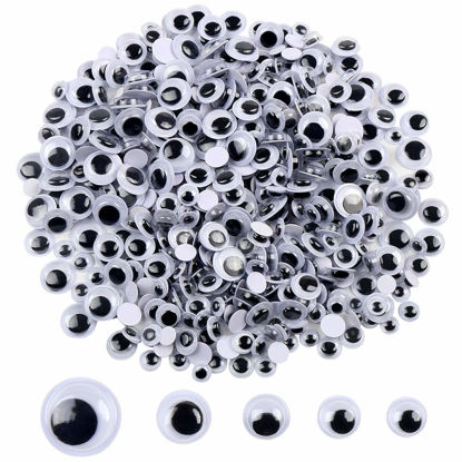 Picture of DECORA 500 Pieces 6mm -12mm Black Wiggle Googly Eyes with Self-adhesive for Crafts Decorations