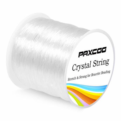 Picture of Paxcoo 0.8mm Elastic String, Stretchy Bracelet String Crystal String Bead Cord for Bracelet, Beading and Jewelry Making (120m)