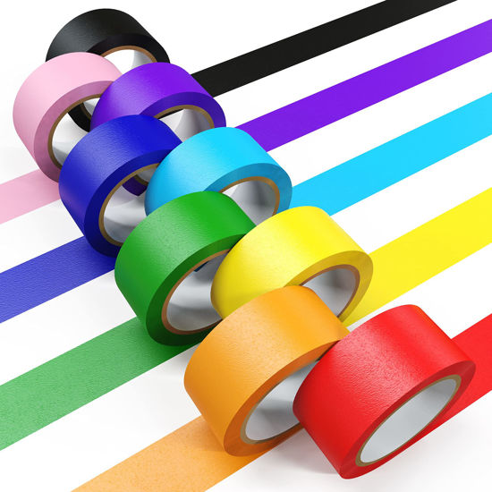 CHIYUNS Colored Masking Tape Rolls, 2 inch Wide Total 180 ft Long, Craft  Tape Color Painters Tape Colorful Art Tape Rainbow Labeling Tapes Marking
