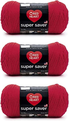 Picture of Red Heart Super Saver Yarn, 3 Pack, Hot Red 3 Count