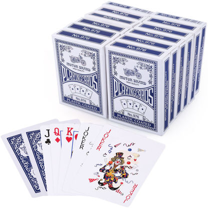 Picture of LotFancy Playing Cards, Poker Size Standard Index, 12 Decks of Cards, for Blackjack, Euchre, Canasta Card Game, Casino Grade, Blue or Red