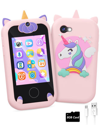 Picture of Kids Smart Phone for Girls Unicorns Gifts for Girls Toys 8-10 Years Old Phone Touchscreen Learning Toy Christmas Birthday Gifts for 3 4 5 6 7 8 9 Year Old Girls with 8G SD Card
