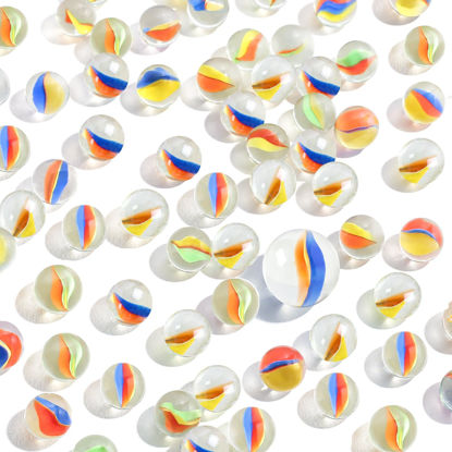 Picture of POPLAY 61PCS Beautiful Glass Marbles, Marbles Bulk 5/8 Inch Cat Eye Marbles for Kids Marble Game Marble Run Vase Fillers Sling Shot Easter Gift