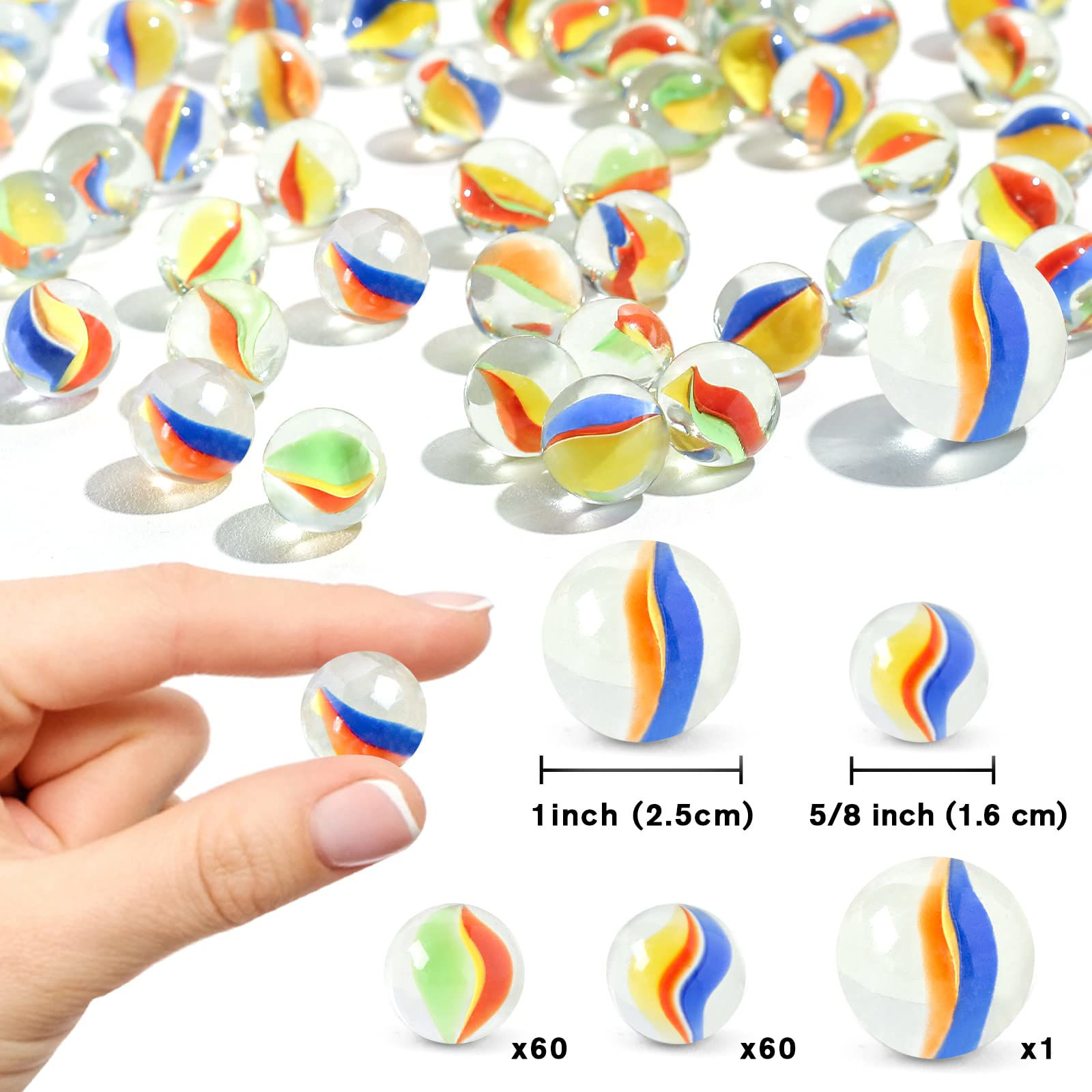 GetUSCart POPLAY 61PCS Beautiful Glass Marbles, Marbles Bulk 5/8 Inch