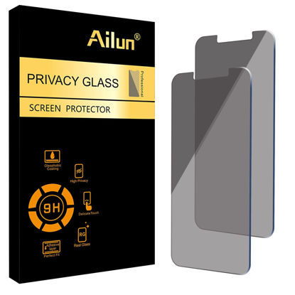 Picture of Ailun Privacy Screen Protector for iPhone 14/ 13/ 13 Pro [6.1 Inch] 2 Pack Anti Spy Private Tempered Glass Anti-Scratch Case Friendly [Black] [Not for iPhone 13 Pro Max] [2 Pack]