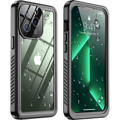 Picture of Temdan for iPhone 13 Pro Case Waterproof,Built-in 9H Tempered Glass Screen Protector [IP68 Underwater][Military-Grade Protection][Dustproof][Real 360] Full Body Shockproof Phone Case-Black/Clear