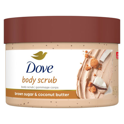 Picture of Dove Scrub Brown Sugar & Coconut Butter For Silky Smooth Skin Body Scrub Exfoliates & Restores Skin's Natural Nutrients 10.5 oz