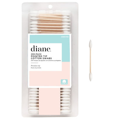 Picture of Diane Pointed Tip Cotton Swabs, 200 ct. 1-Pack - Super Soft for Sensitive Skin, Gentle on Face, Makeup and Beauty Applicator, Nail Polish Touch Up and Nail Design for Beauty, Personal Care, Crafts