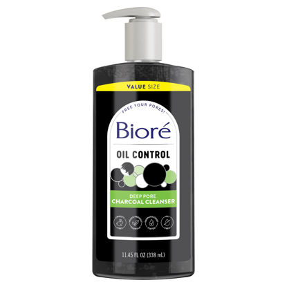 Picture of Biore Deep Pore Charcoal Face Wash, Daily Facial Cleanser for Dirt & Makeup Removal, for Oily Skin, 11.45 fl oz, Value Size