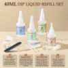 Picture of 40 ML Dip Powder Liquid Refill Set, 4+3Pcs Dipping Powder Base Top Coat, Activator, Bond, Nail File Necessary Tools for Dip Powder Nail Set No Nail Lamp Needed