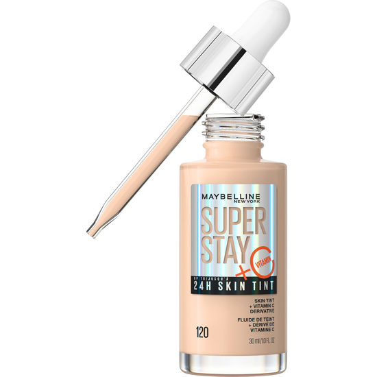 Picture of Maybelline Super Stay Up to 24HR Skin Tint, Radiant Light-to-Medium Coverage Foundation, Makeup Infused With Vitamin C, 120, 1 Count