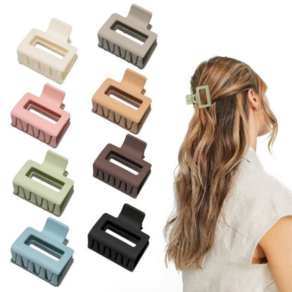 Picture of Medium Claw Hair Clips for Women Girls, 2" Matte Rectangle Small Hair Claw Clips for Thin/Medium Thick Hair, Hair Jaw Clips Nonslip Clips (8pcs Neutral Color)