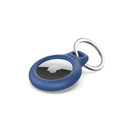 Picture of Belkin Apple AirTag Secure Holder with Key Ring - Durable Scratch Resistant Case With Open Face & Raised Edges - Protective AirTag Keychain Accessory For Keys, Pets, Luggage, Backpacks - Blue