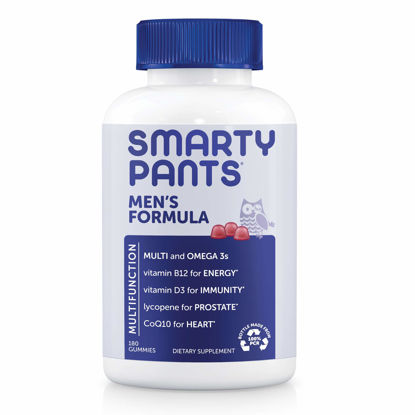 Picture of SmartyPants Men's Formula, Daily Multivitamin for Men: Vitamins C, D3, Zinc, Omega 3, CoQ10, & B12 for Immune Support, Energy, Prostate & Heart Health, Fruit Flavor, 180 Gummies (30 Day Supply)