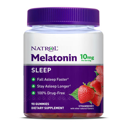 Picture of Natrol Melatonin 10mg, Dietary Supplement for Restful Sleep, 90 Strawberry-Flavored Gummies, 45 Day Supply