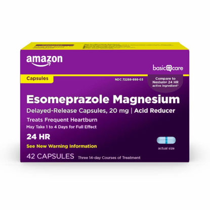 Picture of Amazon Basic Care Esomeprazole Magnesium Delayed Release Capsules, 20 mg, Acid Reducer, 42 Count
