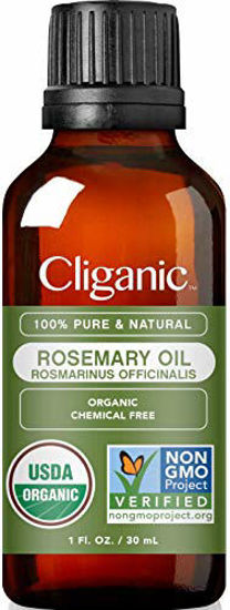 Picture of Cliganic Organic Rosemary Essential Oil, 1oz - 100% Pure Natural Undiluted, for Aromatherapy | Non-GMO Verified