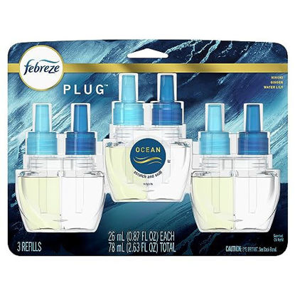 Picture of Febreze Plug in Air Fresheners, Ocean, Odor Fighter for Strong Odors, Scented Oil Refill (3 Count)