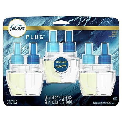 Picture of Febreze Plug in Air Fresheners, Ocean, Odor Fighter for Strong Odors, Scented Oil Refill (3 Count)