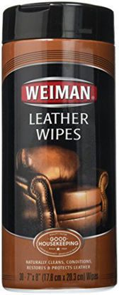 Picture of Weiman Leather Wipes - 6 Pack - Clean, Condition, Ultra Violet Protection Help Prevent Cracking or Fading of Leather Furniture, Car Seats and Interior, Shoes