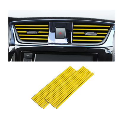 Picture of 20 Pieces Car Air Conditioner Decoration Strip for Vent Outlet, Universal Waterproof Bendable Air Vent Outlet Trim Decoration, Suitable for Most Air Vent Outlet, Car Interior Accessories (Yellow)
