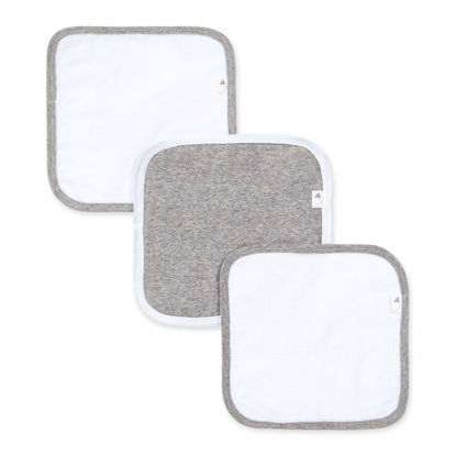 Picture of Burt's Bees Baby Washcloths, Absorbent Knit Terry, Super Soft 100% Organic Cotton Heather Grey