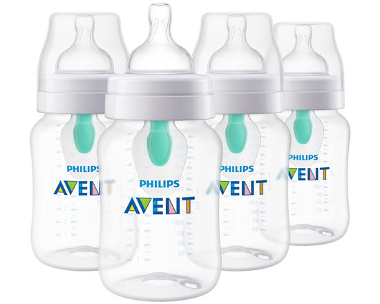 Picture of Philips AVENT Anti-Colic Baby Bottles with AirFree Vent, 9oz, 4pk, Clear, SCY703/04