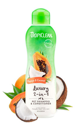 Picture of TropiClean 2-in-1 Papaya & Coconut Dog Shampoo and Conditioner | Natural Pet Shampoo Derived from Natural Ingredients | Cat Friendly | Made in the USA | 20 oz.