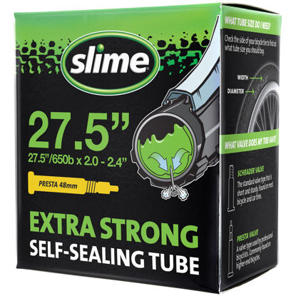 Picture of Slime 30076 Bike Inner Tube with Slime Puncture Sealant, Extra Strong, Self Sealing, Prevent and Repair, Presta Valve, 27.5 (650b) x 2.0-2.4