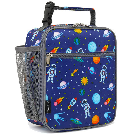 Picture of FlowFly Kids Lunch box Insulated Soft Bag Mini Cooler Back to School Thermal Meal Tote Kit for Girls, Boys, Astronaut