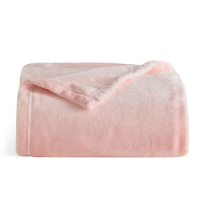 Picture of Bedsure Fleece Blanket Twin Blanket Pink - 300GSM Soft Lightweight Plush Cozy Twin XL Blankets for Bed, Sofa, Couch, Travel, Camping, 66 inch X 90 inch