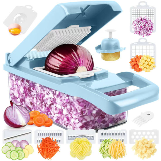 (3-PACK) Professional Vegetable Chopper 12-in-1, 8 blade Vegetable Chopper,  Pro Food Chopper