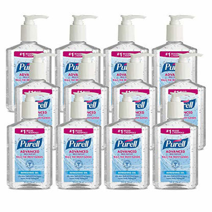 Picture of Purell Advanced Hand Sanitizer Refreshing Gel, Clean Scent, 8 fl oz Pump Bottle (Pack of 12), 9652-12