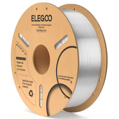 Picture of ELEGOO PLA Filament 1.75mm Clear 1KG, 3D Printer Filament Dimensional Accuracy +/- 0.02mm, 1kg Cardboard Spool(2.2lbs) 3D Printing Filament Fits for Most FDM 3D Printers