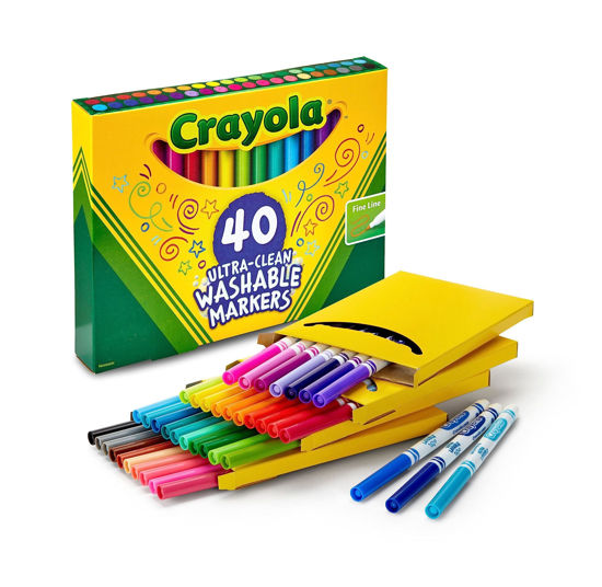 Picture of Crayola Ultra Clean Fine Line Washable Markers, Kids Markers For School, Back To School Gifts, 40 Count