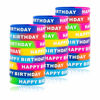 Picture of ARTLYMERS 24pcs Happy Birthday Rubber Bracelets, Colored Silicone Stretch Wristbands for Birthday Party Supplies Favors 8 Styles