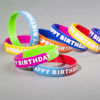 Picture of ARTLYMERS 24pcs Happy Birthday Rubber Bracelets, Colored Silicone Stretch Wristbands for Birthday Party Supplies Favors 8 Styles