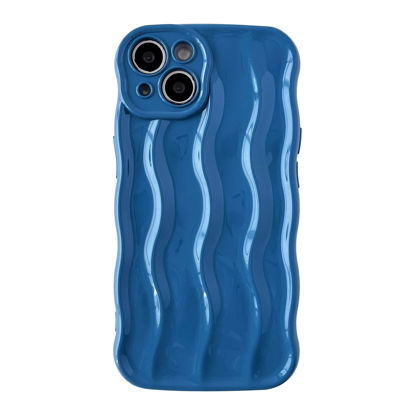 Picture of Caseative Water Ripple Pattern Curly Wave Frame Soft Compatible with iPhone Case (Blue,iPhone 12)