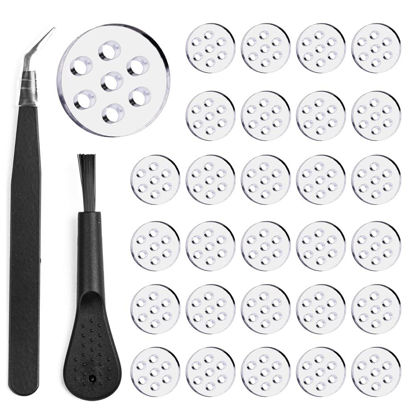 Picture of 8mm High Borosilicate Glass Screens Filters with Holes Honeycomb Holes Filter Screen 0.32 Inch Ship with Tweezer and Brush(60 Pack)